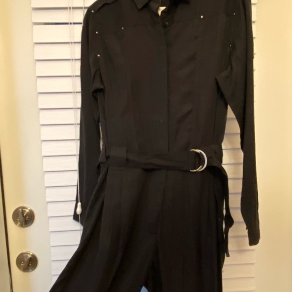 Anthro Utility Jumpsuit. Blue/black. Size Med. - Picture 2 of 6
